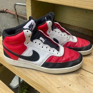 Nike Red and White High-Top Sneakers